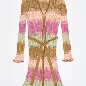 M by Missoni Belted Spaced Metallic Knit Cardigan Women's Usa 14